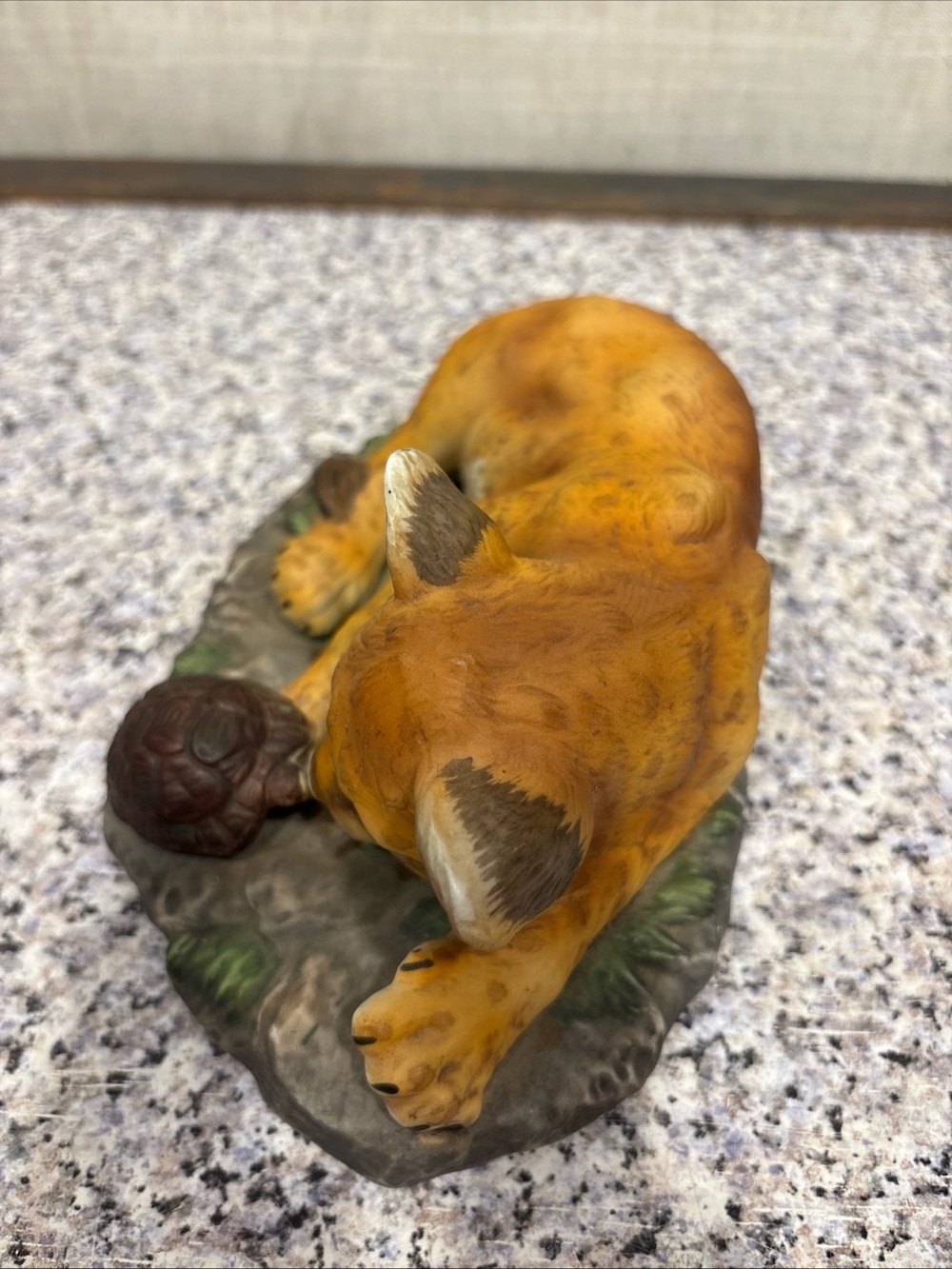 Masterpiece Porcelain LION CUB Figurine w Baby TURTLE Vtg 1985 HOMCO - Picture 5 of 7